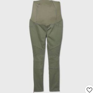 Olive maternity moto jeggings
